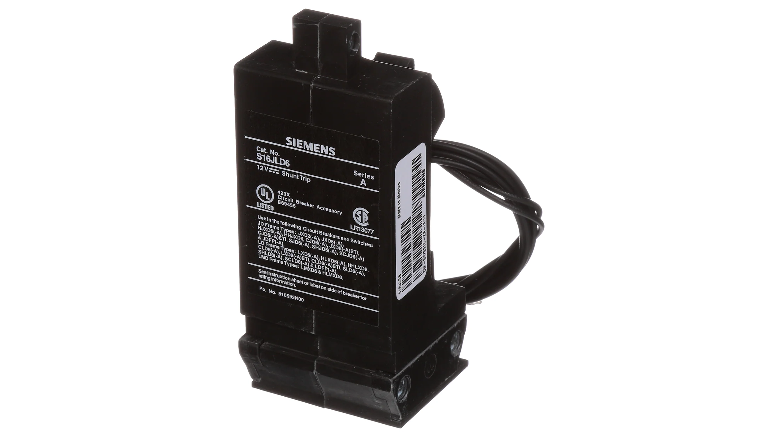 S16JLD6 - Siemens - 12 Volt Shunt Trip