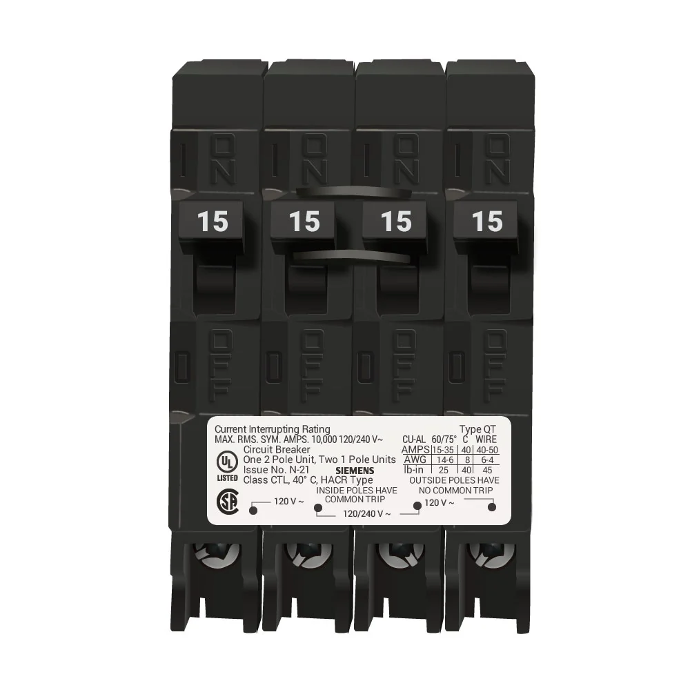 Q21515CT - Siemens - 15 Amp Quad Circuit Breaker