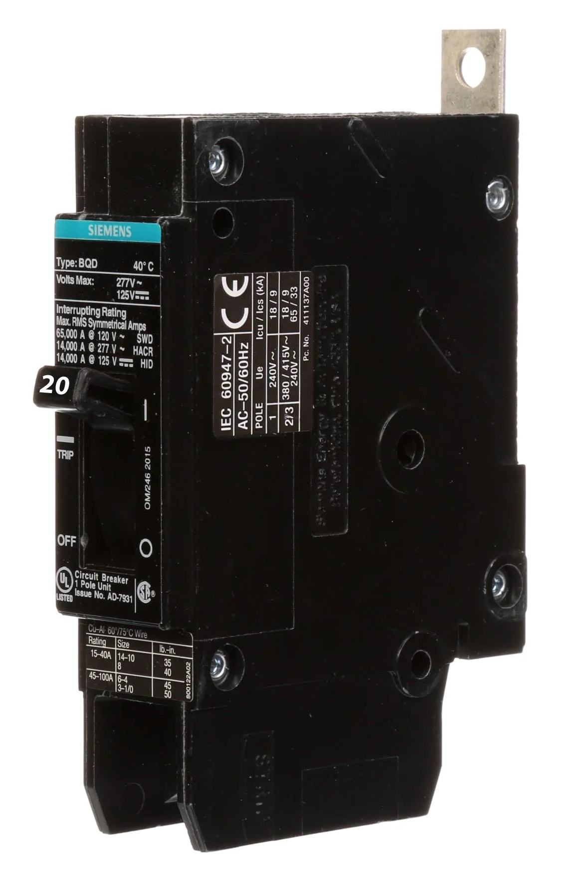 BQD120 - Siemens - 20 Amp Molded Case Circuit Breaker - Image 2