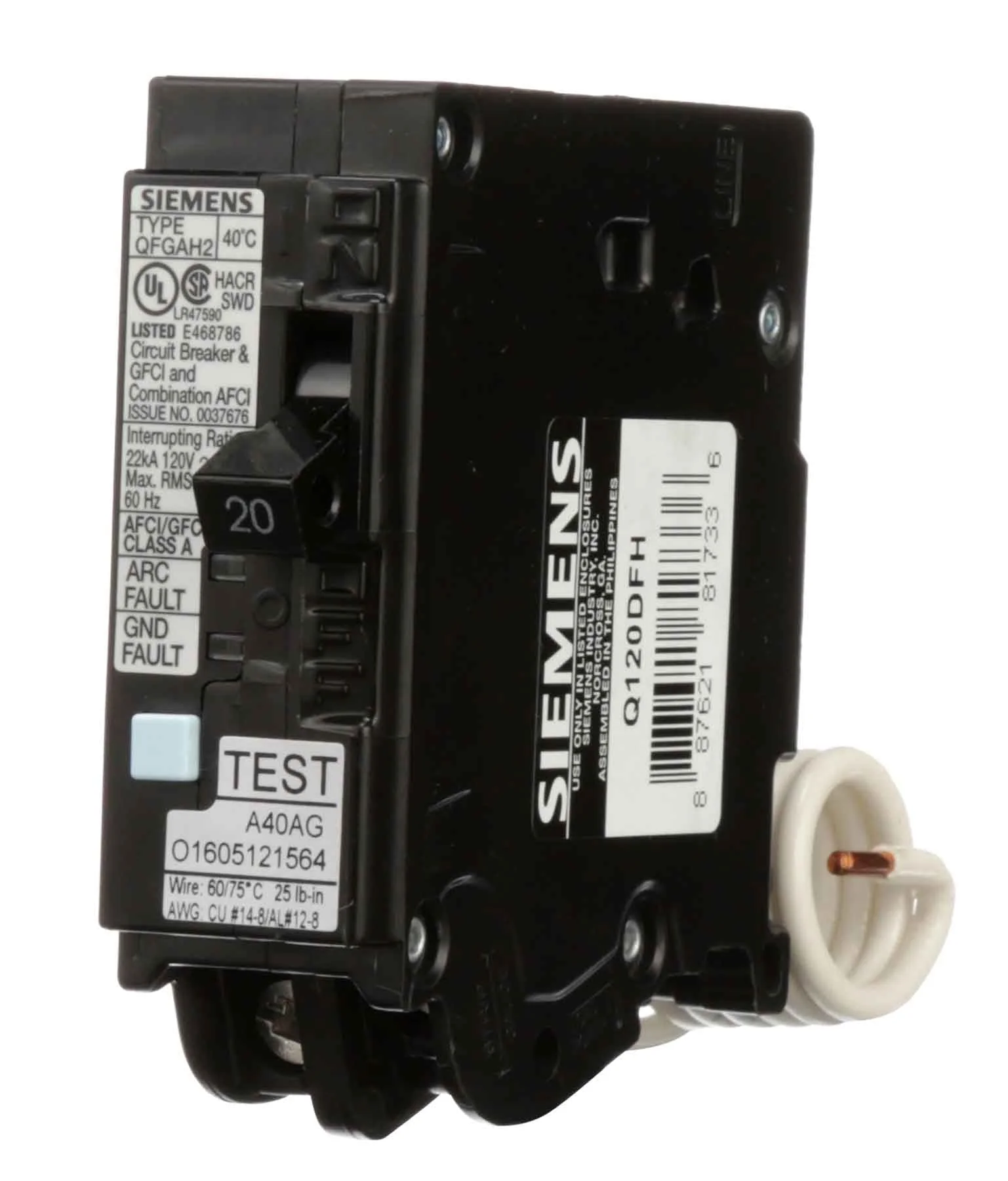 Q120DFH - Siemens - 20 Amp Molded Case Circuit Breaker - Image 2