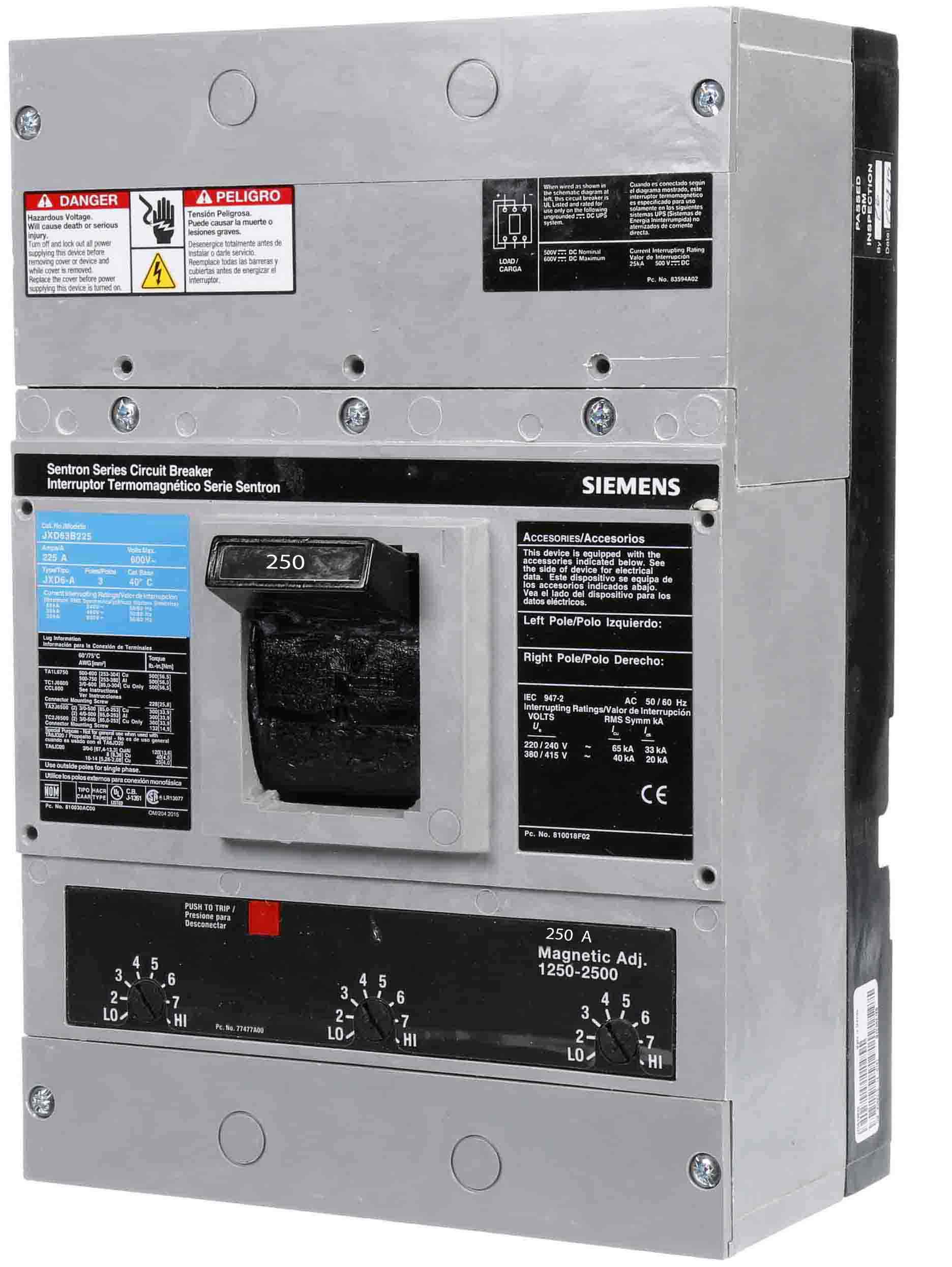 JXD23B250L - Siemens - 250 Amp Molded Case Circuit Breaker