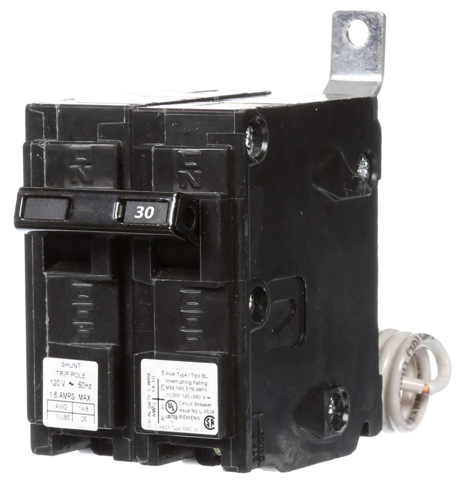 B13000S01 - Siemens - 30 Amp Shunt Trip Circuit Breaker - Image 2