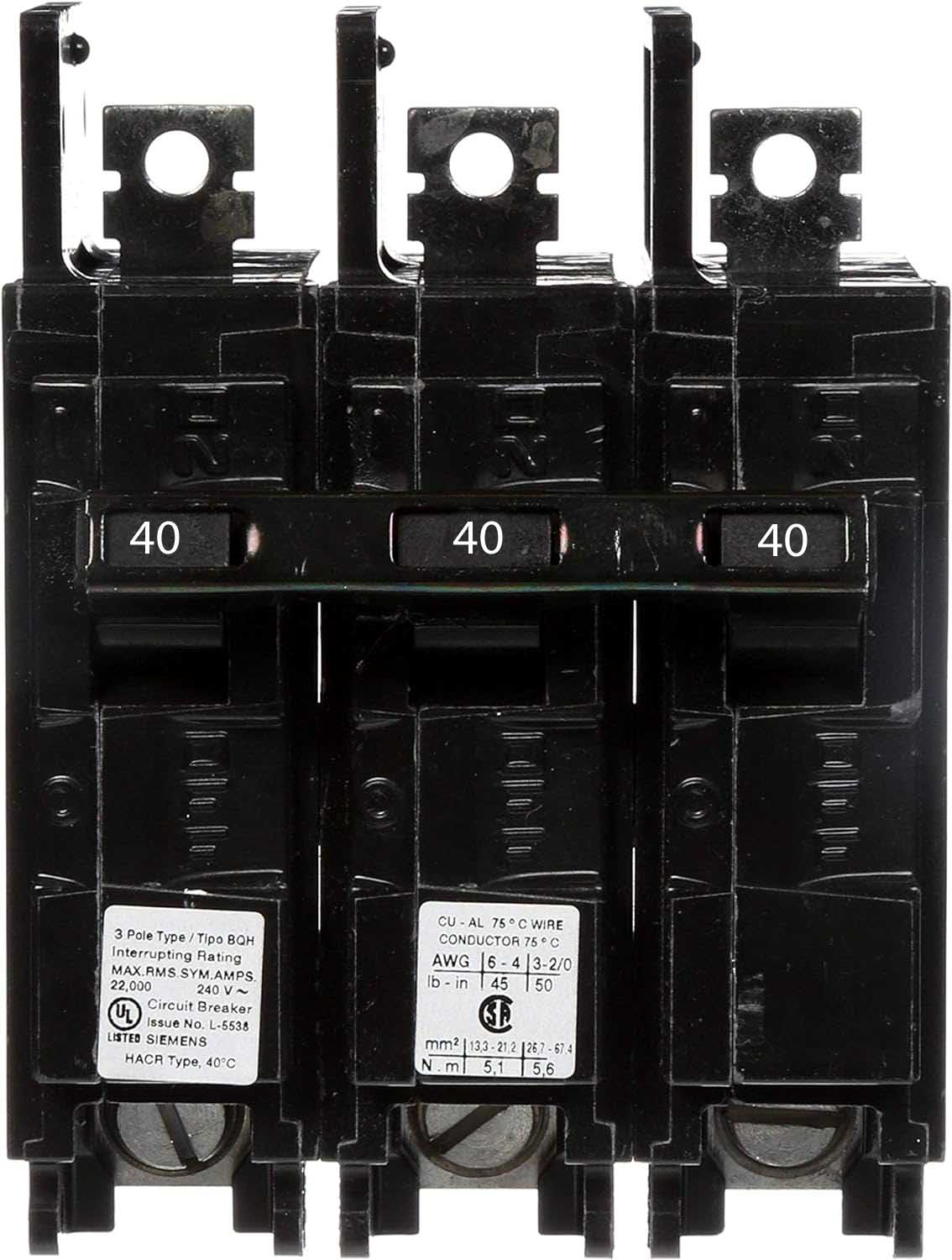 BQ3B040H - Siemens - 40 Amp Molded Case Circuit Breaker