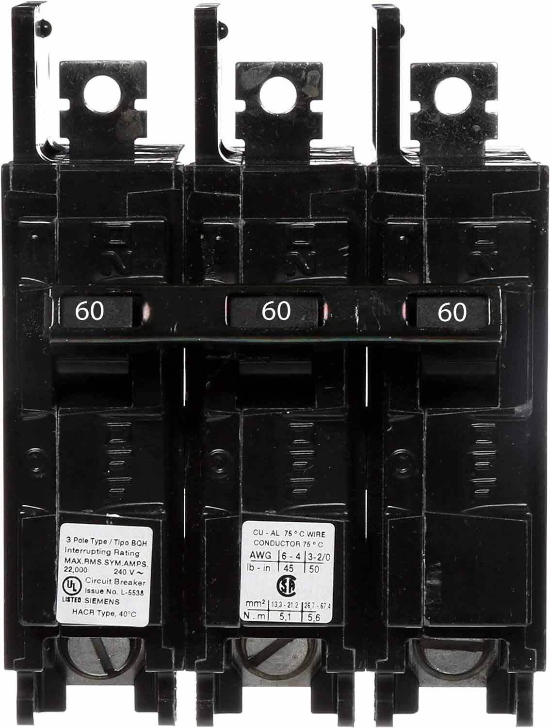 BQ3B060H - Siemens - 60 Amp Molded Case Circuit Breaker