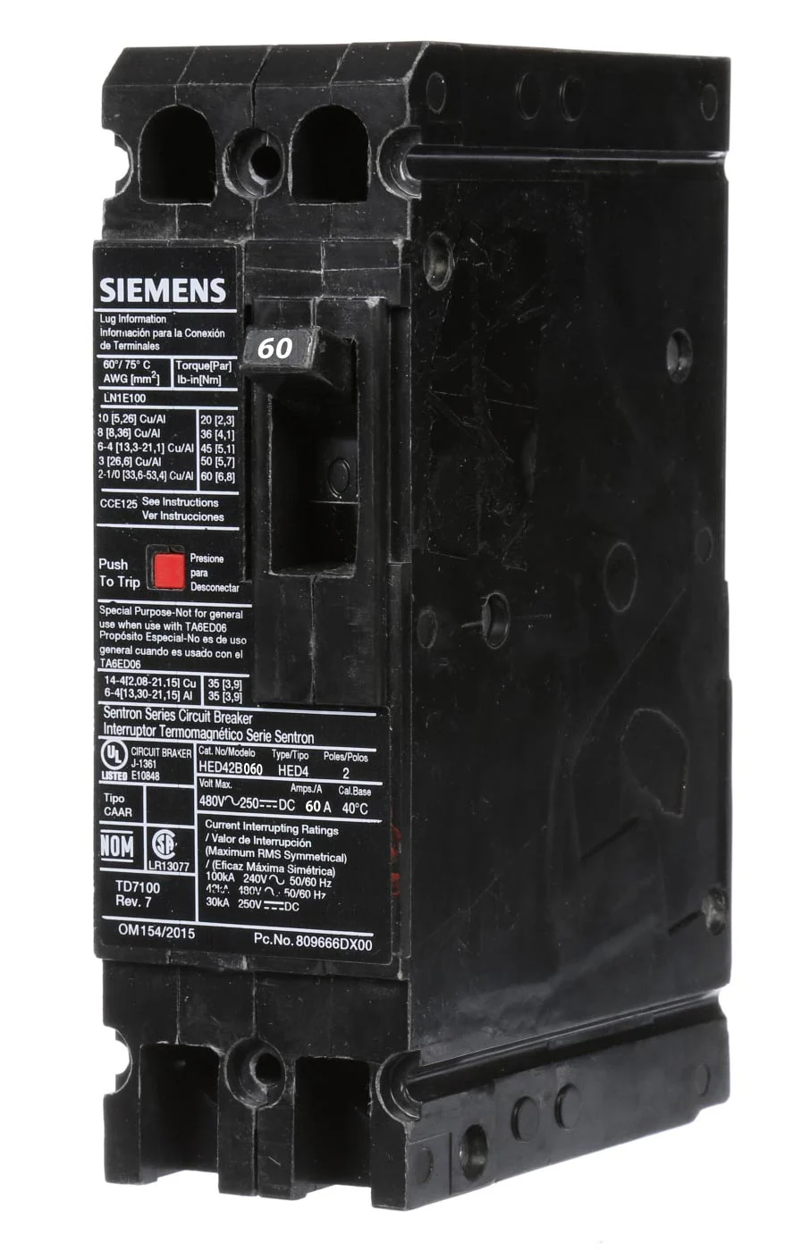 HED42B060L - Siemens - 60 Amp Molded Case Circuit Breaker - Image 2