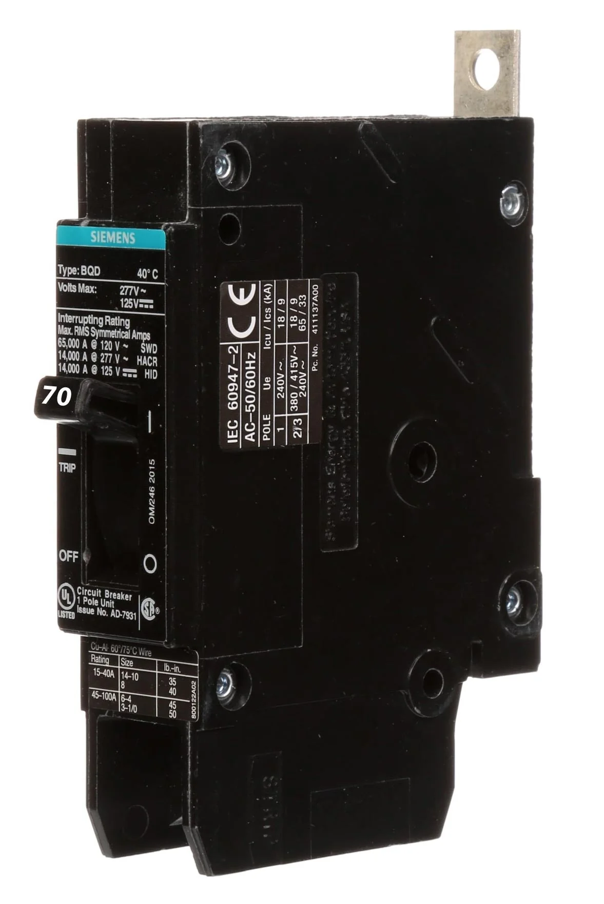 BQD170 - Siemens - 70 Amp Molded Case Circuit Breaker - Image 2