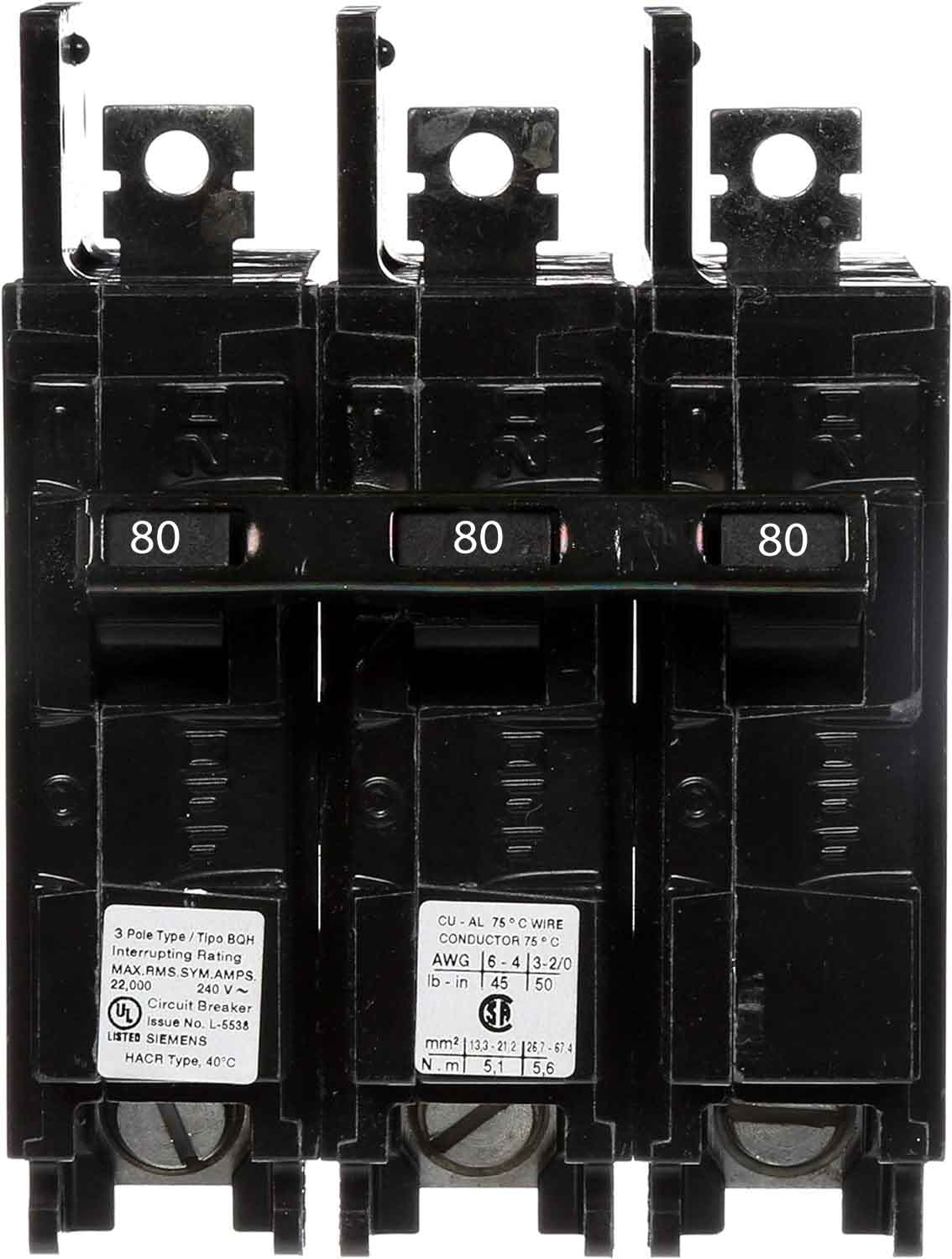 BQ3B080H - Siemens - 80 Amp Molded Case Circuit Breaker