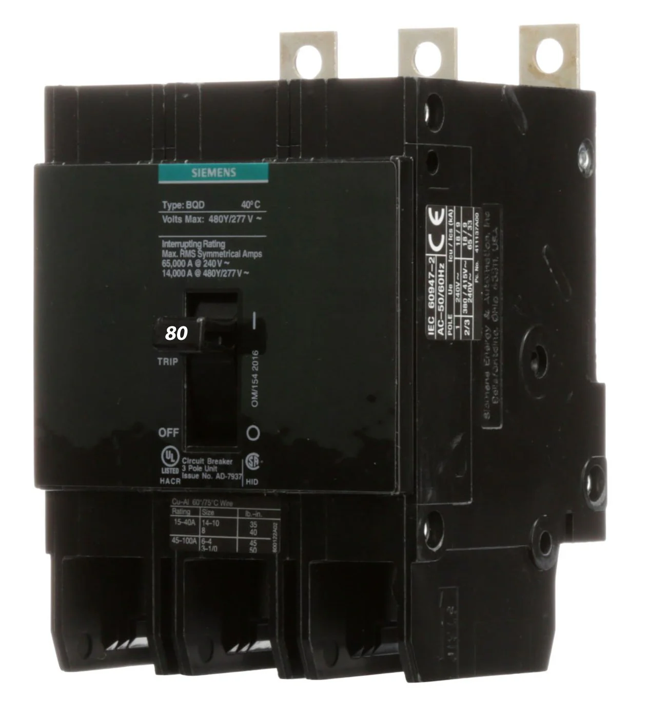 BQD380 - Siemens - 80 Amp Molded Case Circuit Breaker - Image 2