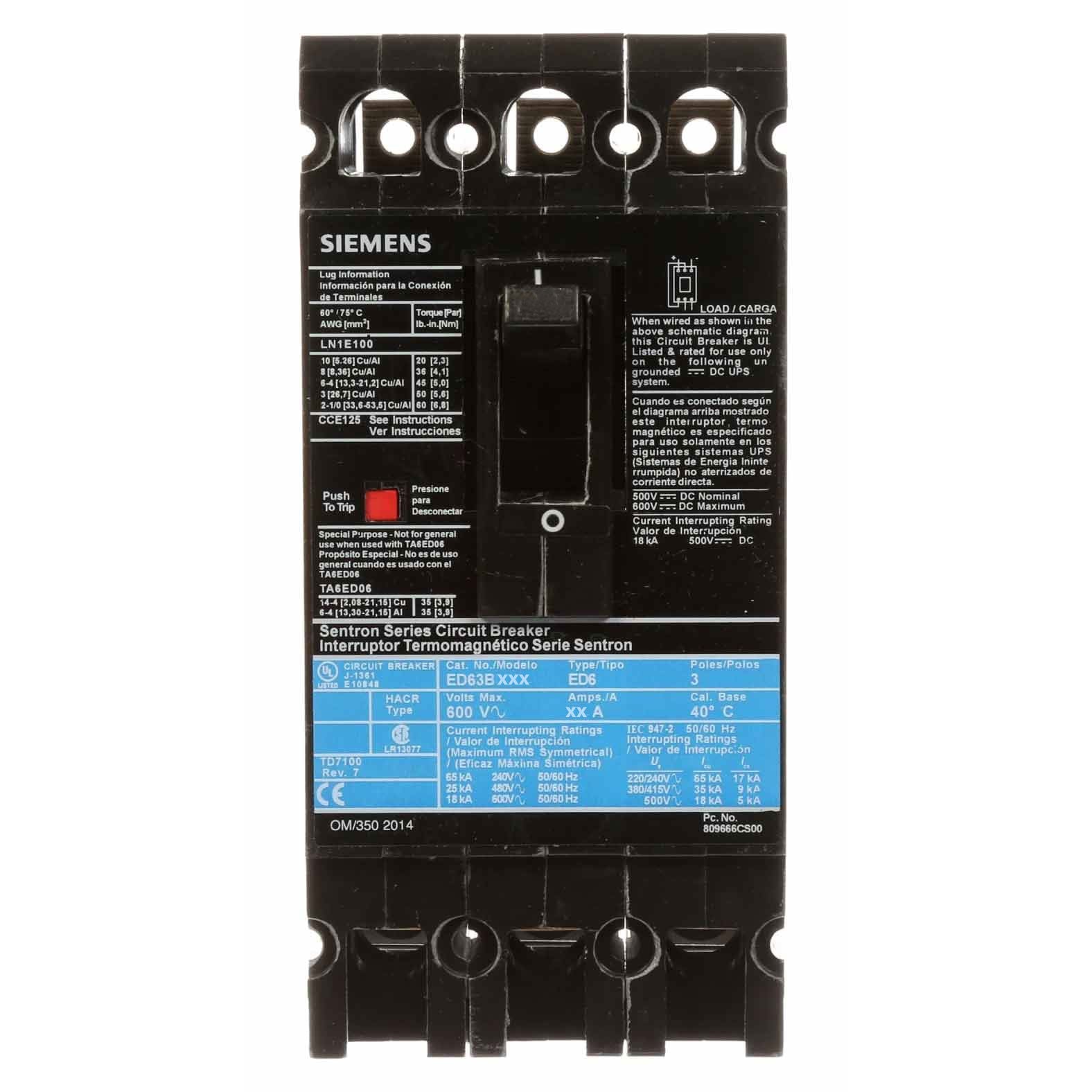 ED63B080 - Siemens - Molded Case Circuit Breaker
