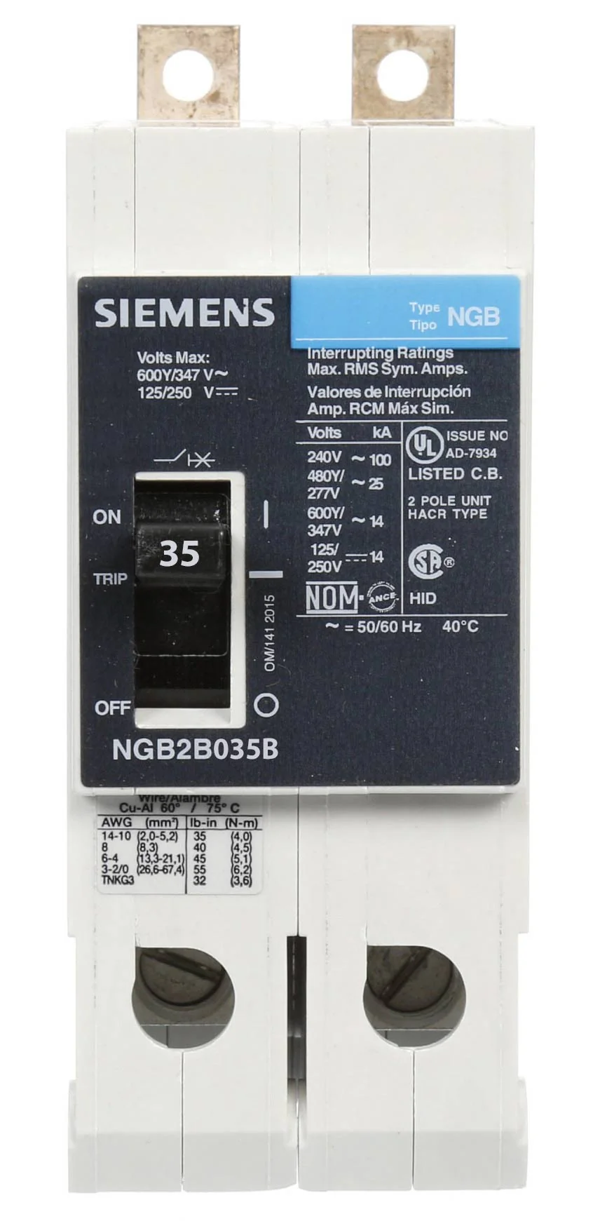 NGB2B035B - Siemens - Molded Case Circuit Breaker