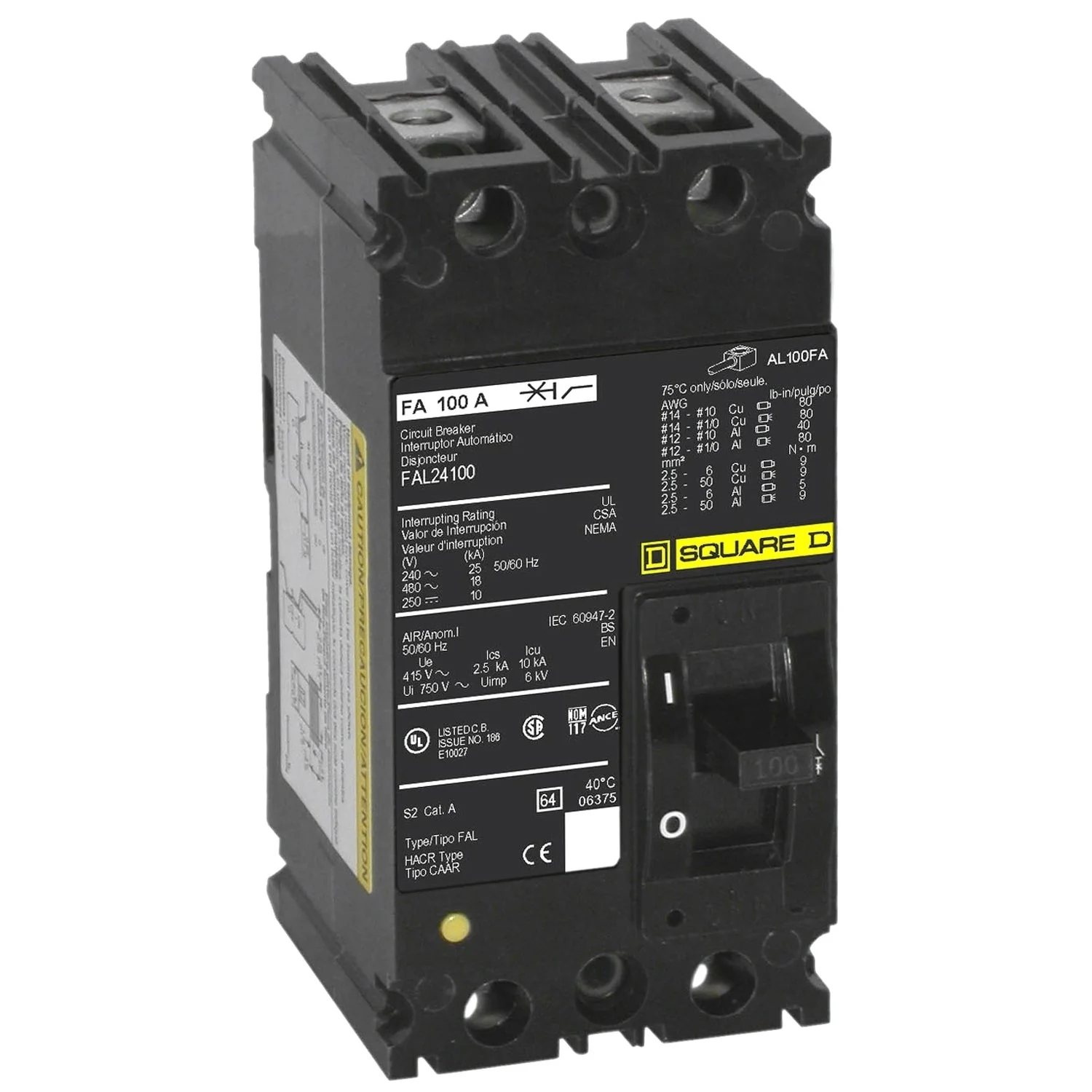 FAL24100 - Square D - 100 Amp Molded Case Circuit Breaker