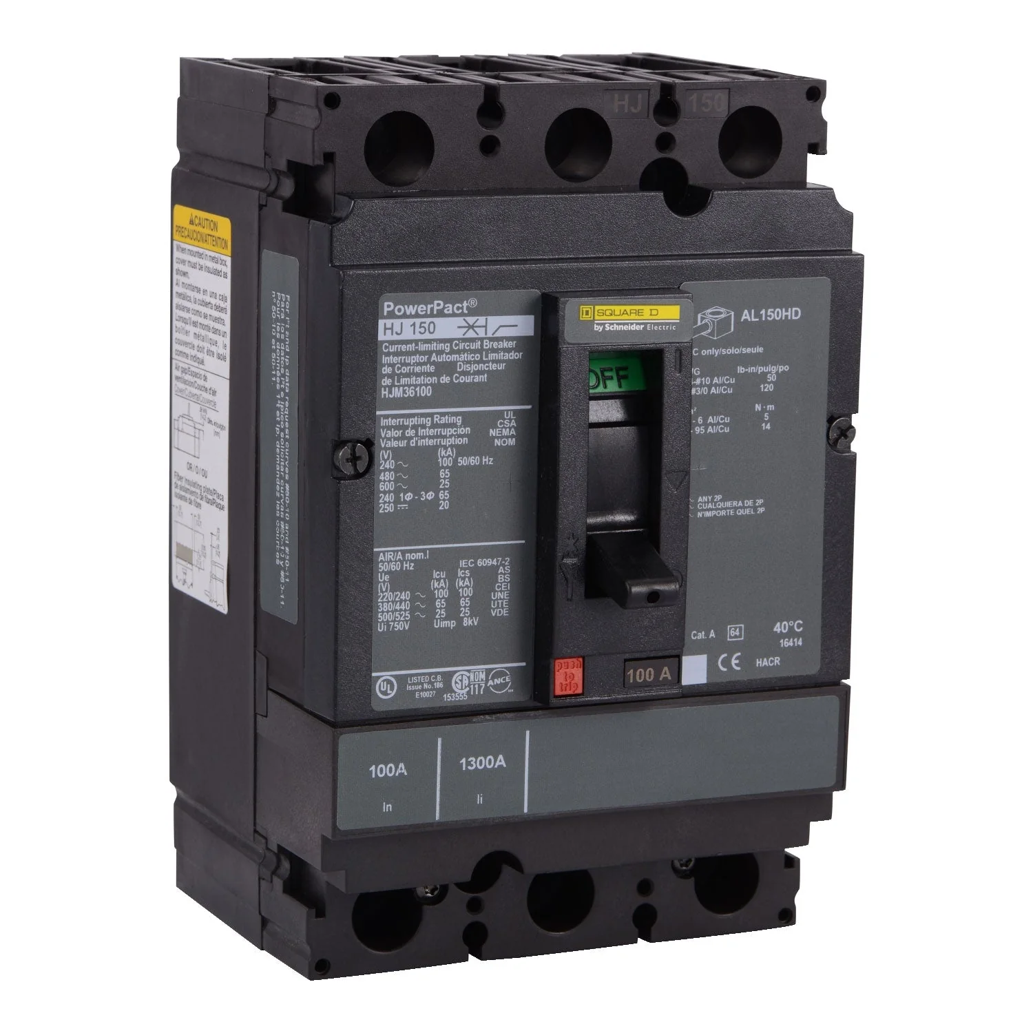 HJM36100 - Square D - 100 Amp Molded Case Circuit Breaker