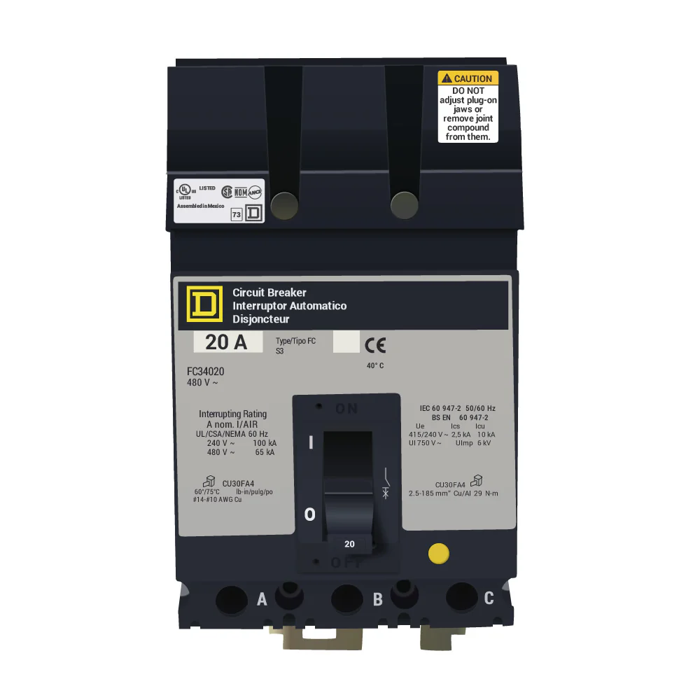FC34020 - Square D - 20 Amp Molded Case Circuit Breaker