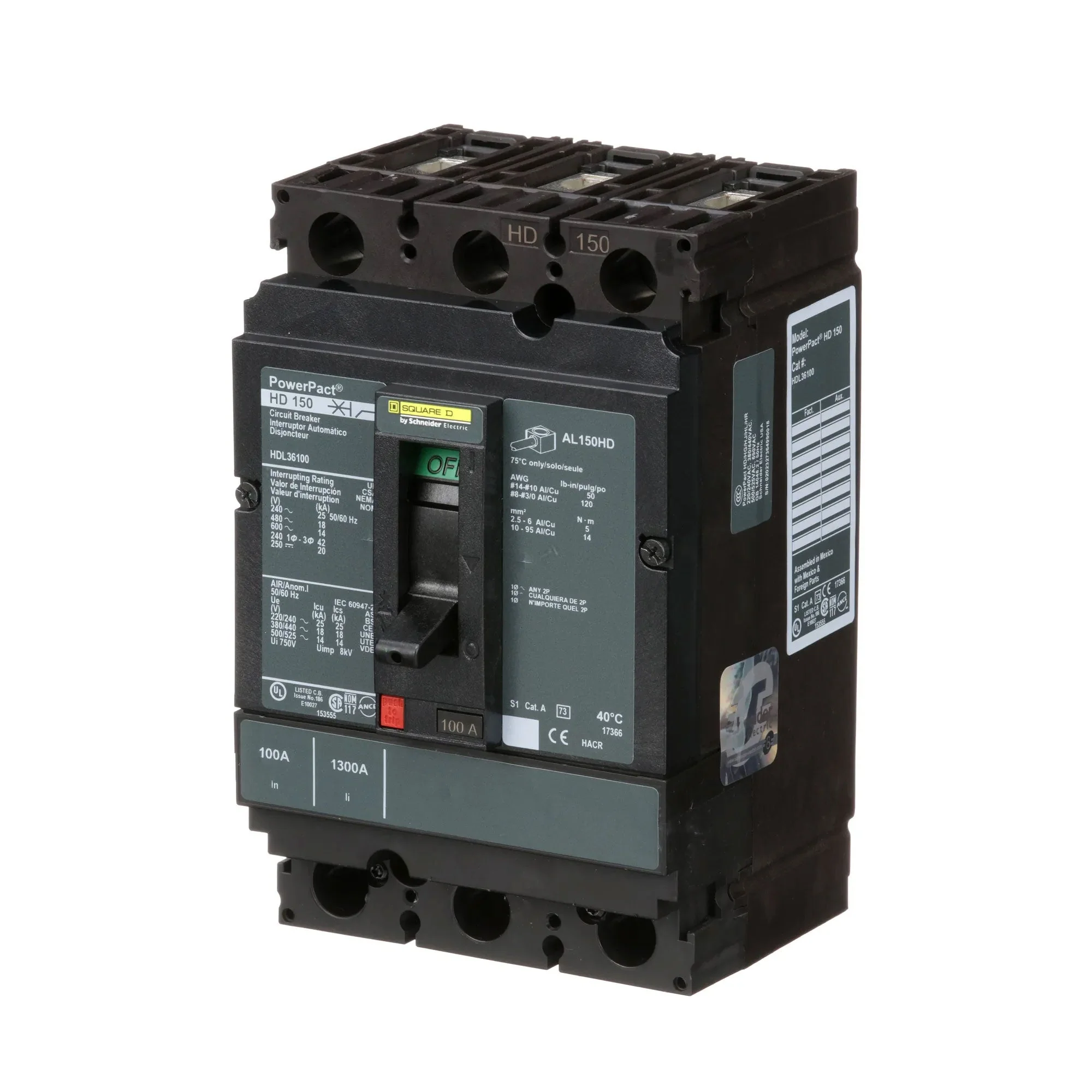 HDL36100 - Square D - Molded Case Circuit Breaker - Image 3